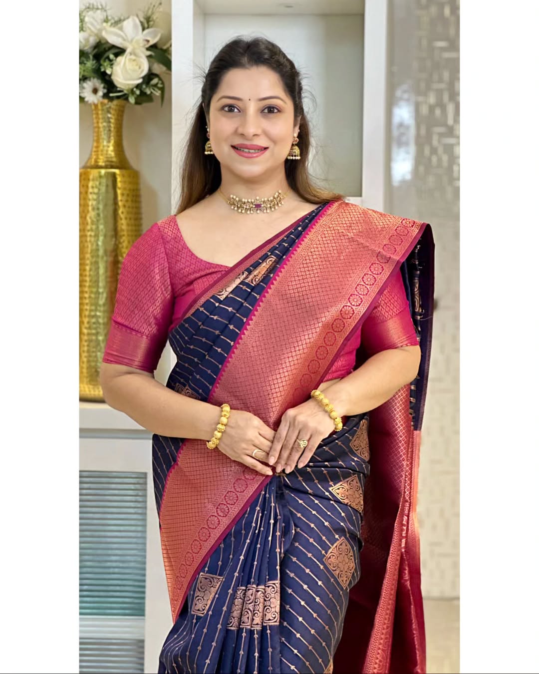 Wedding Rich Pallu Pure Silk Saree With Brocade Blouse
