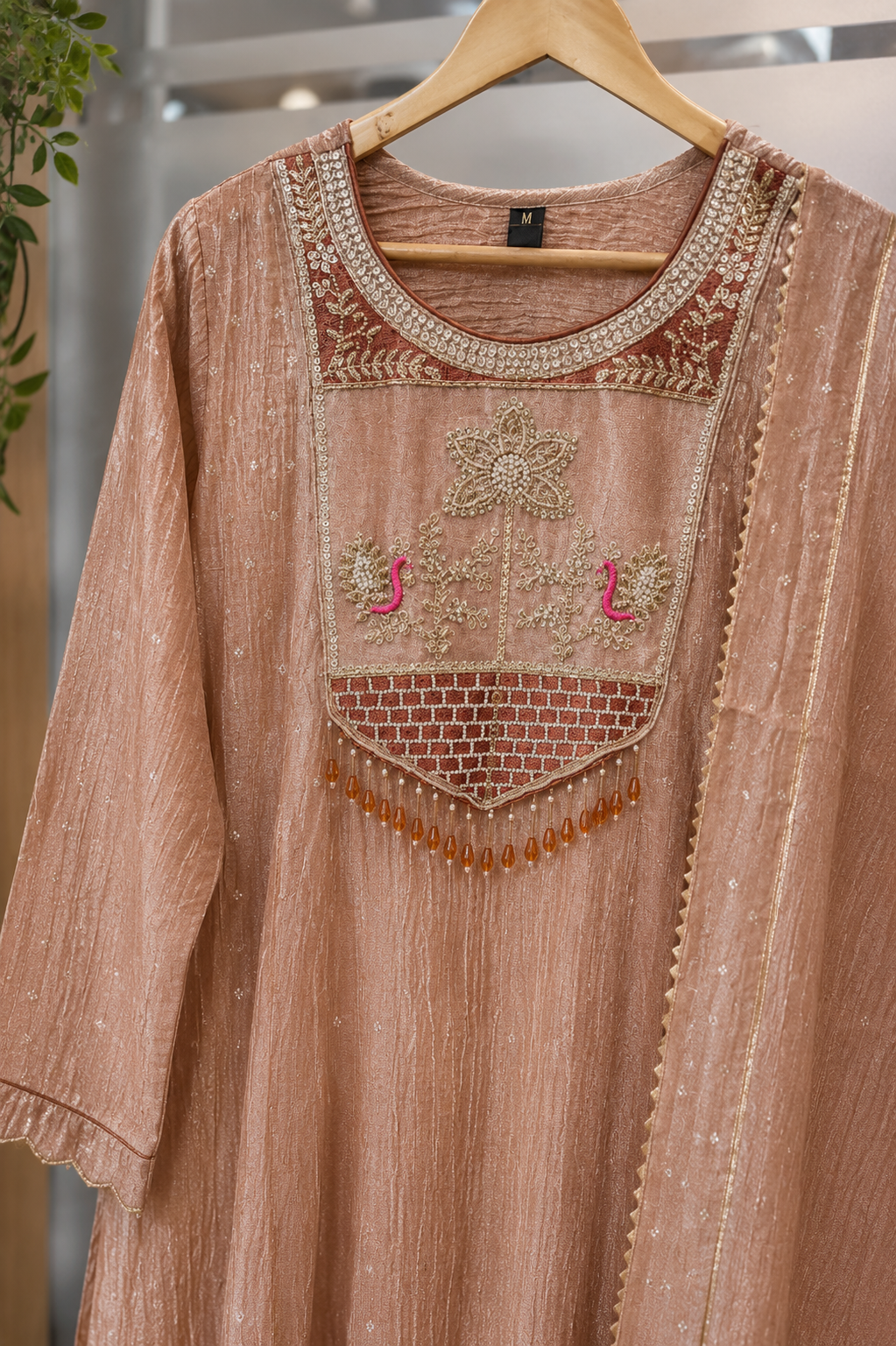 Premium Blush Pink Embroidered Anarkali Kurta Set with Dupatta