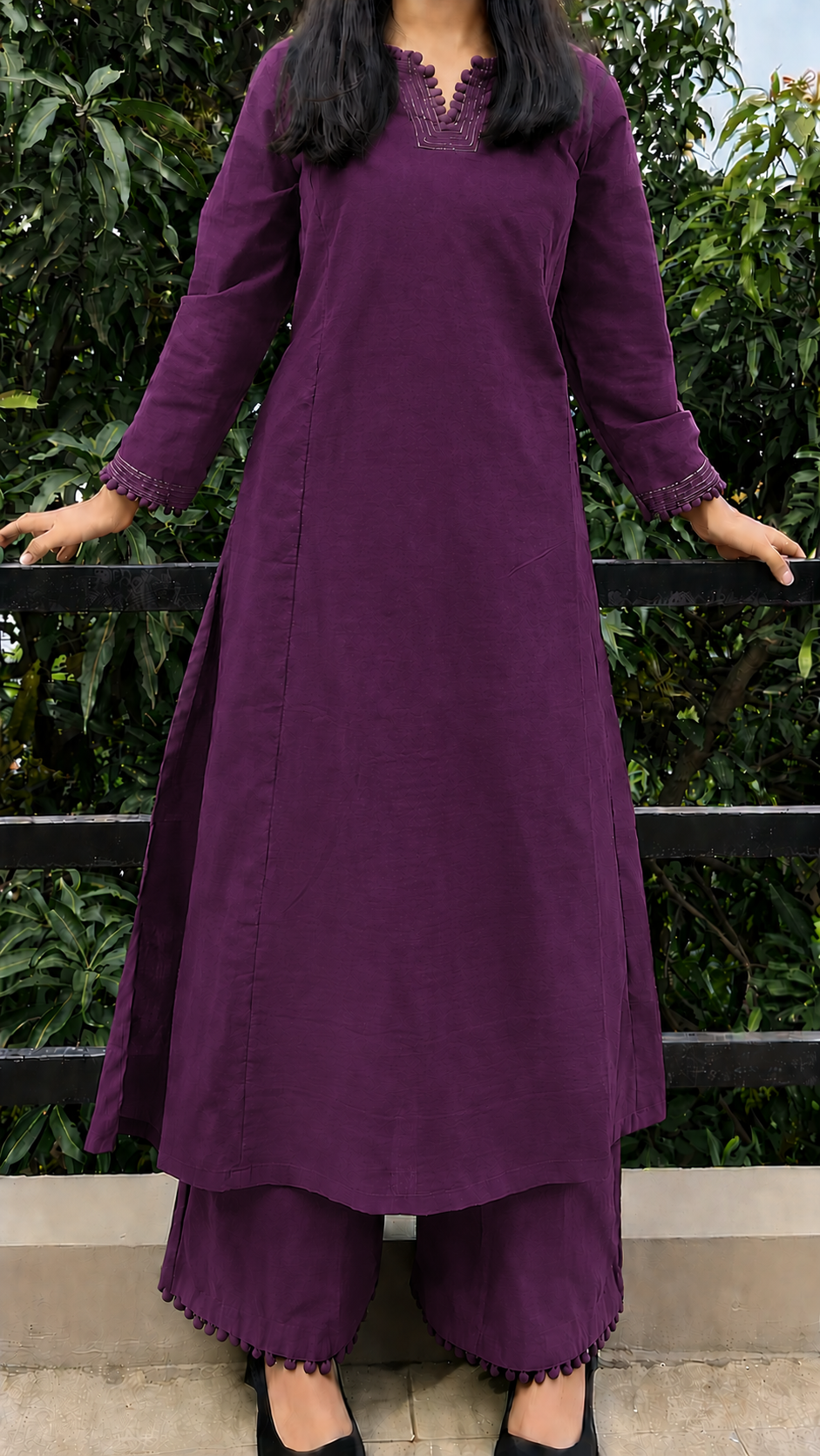 Festive Ready Purple Kurta Palazzo Co-Ord Set