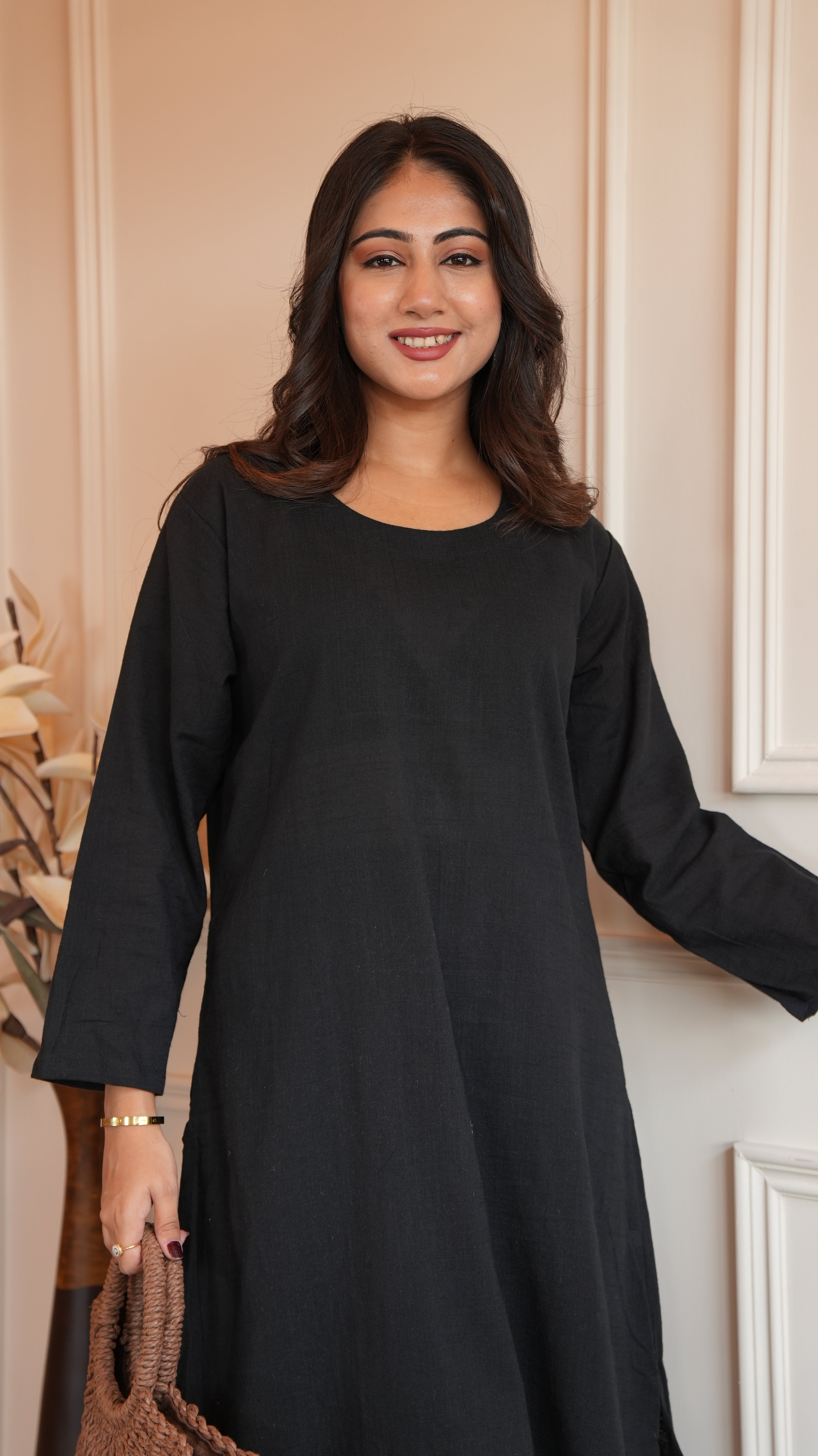 Women's Cotton Kurta pant sets - Black