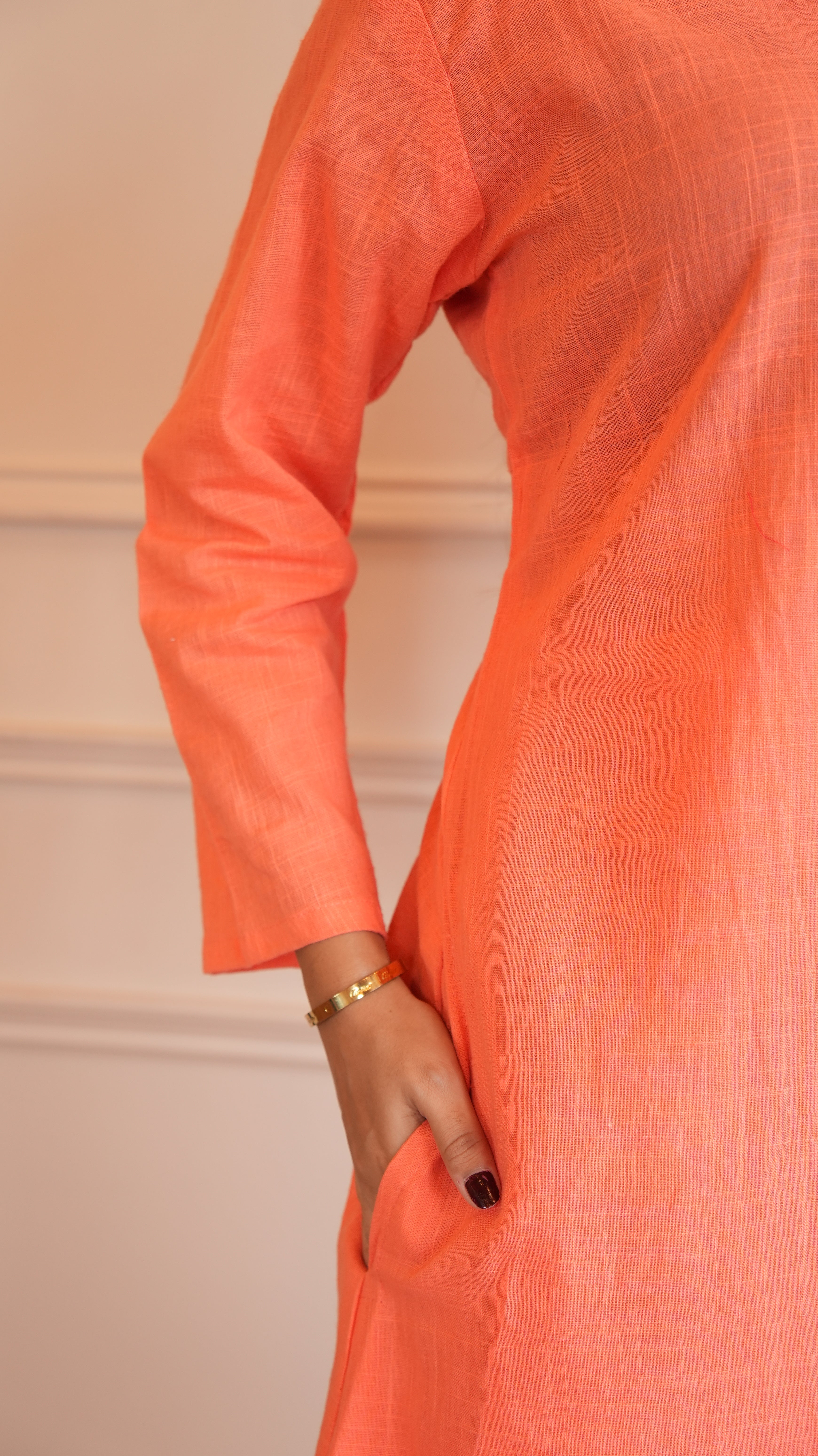 Women's Cotton Kurta pant sets - Orange