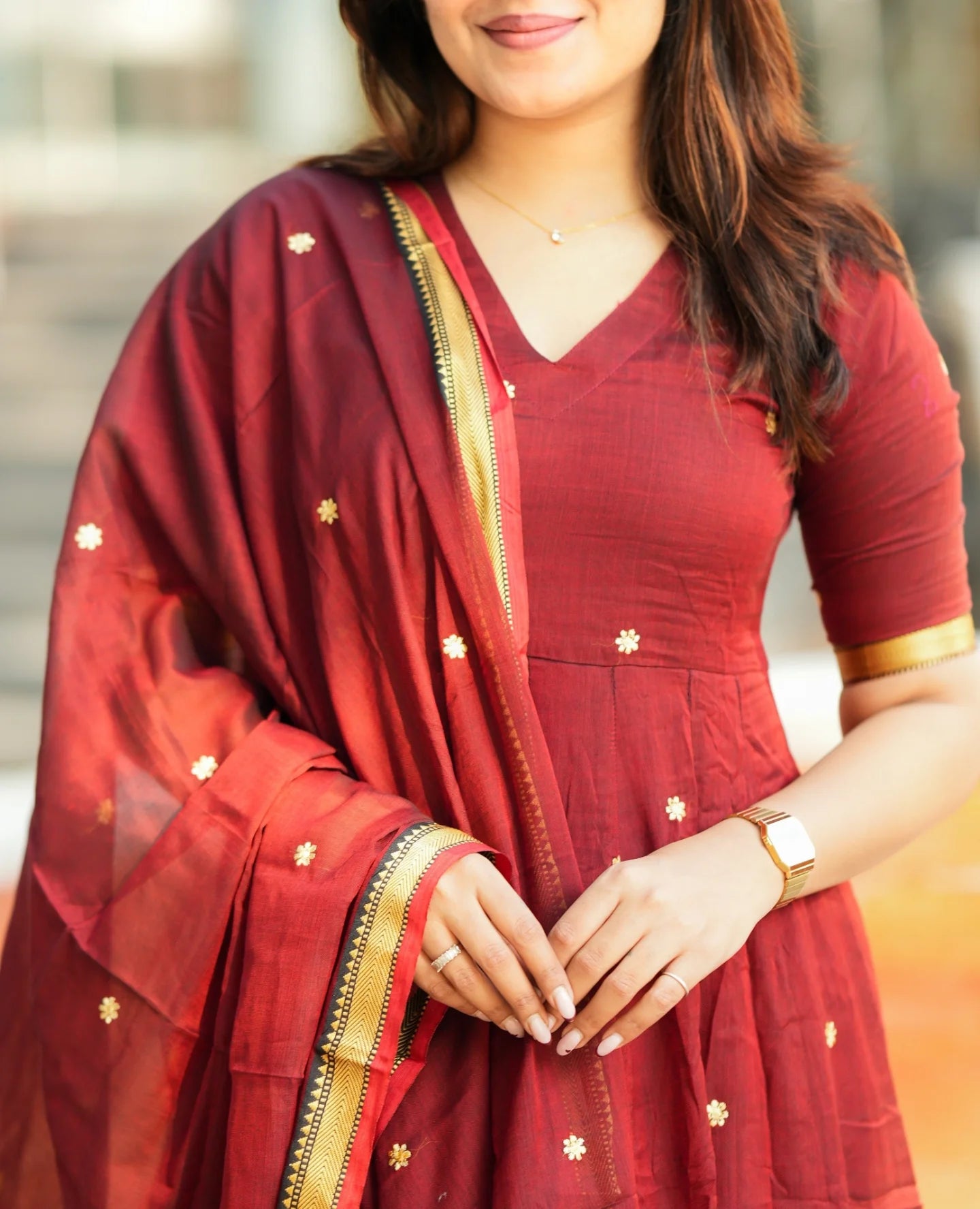 Maroon Anarkali Suit Set