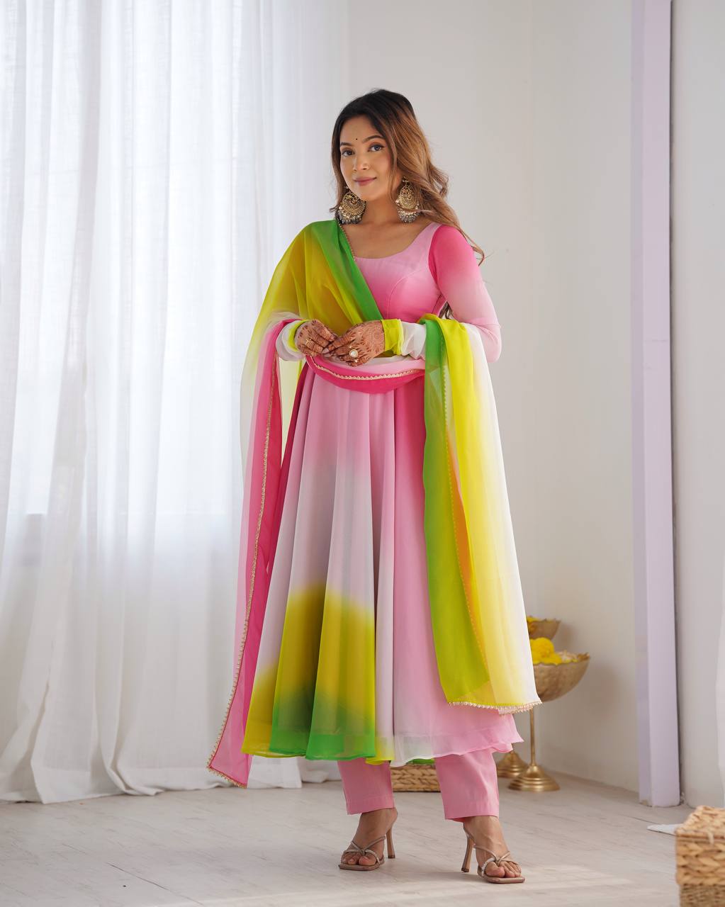 Trending Multi color Georgette Anarkali Set